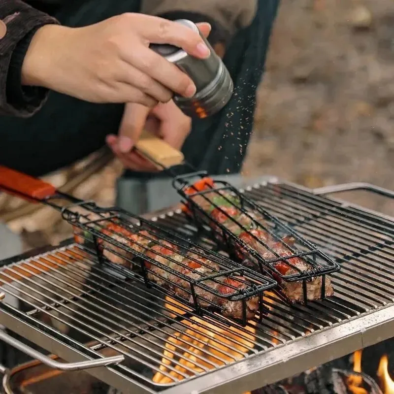 Wooden Handle BBQ Grilling Bas - Corn Dog Stick 评论和价格